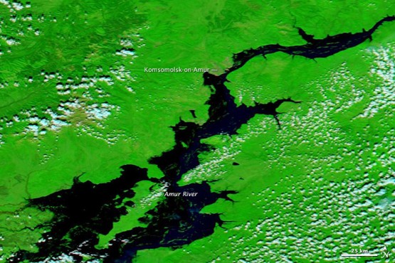 Flooding of the Amur River in Russian Far East