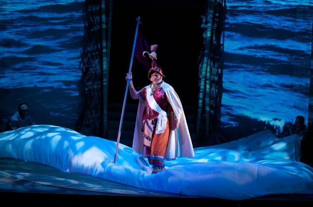 Hernan Cortes arrives in Mexico in the play The Sun Serpent