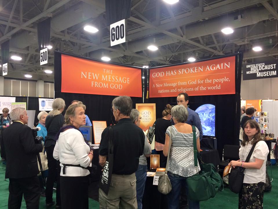 New Message from God booth at 2015 Parliament of the World's Religions. I hope for religions to love one another